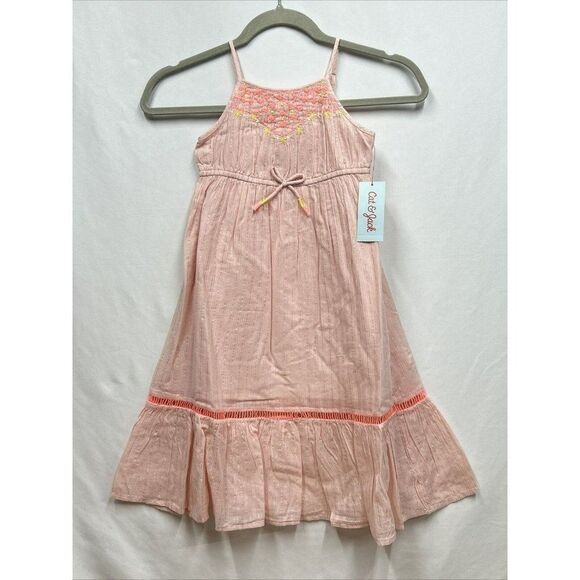 NEW Cat & Jack pink‎ sundress. New with tags! Size 4T Boho Long Embroidered - Picture 1 of 9